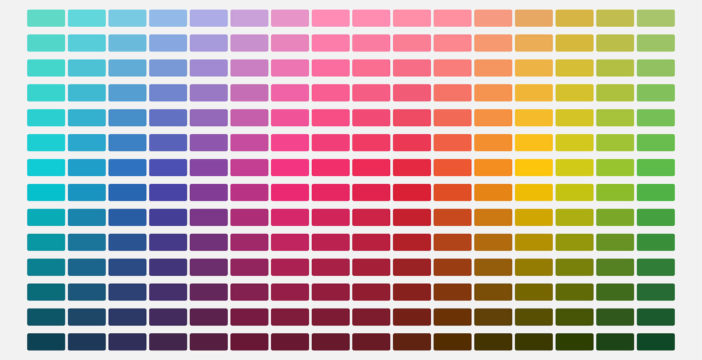 A rainbow palette of color options