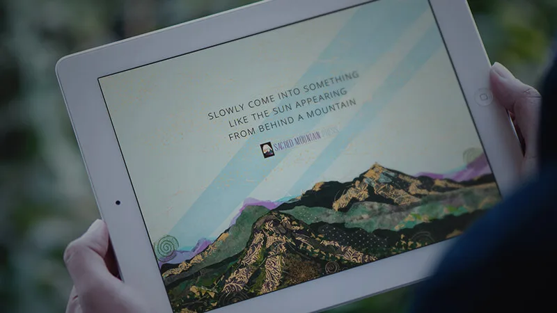 screen showing sacred mountain press's homepage