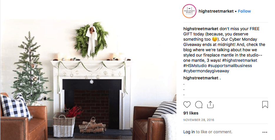 high street market cyber monday instagram giveaway