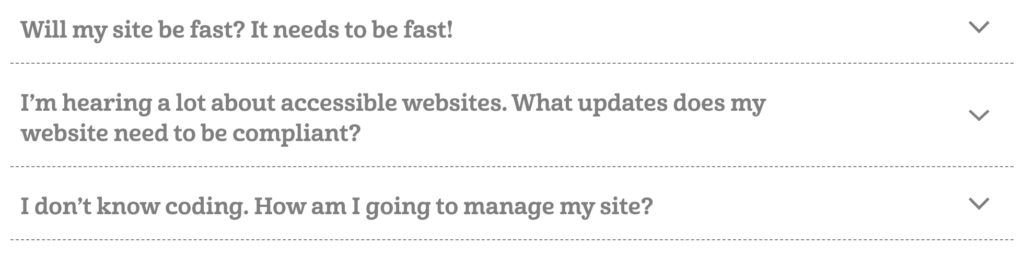 example of UX writing on a services pages
