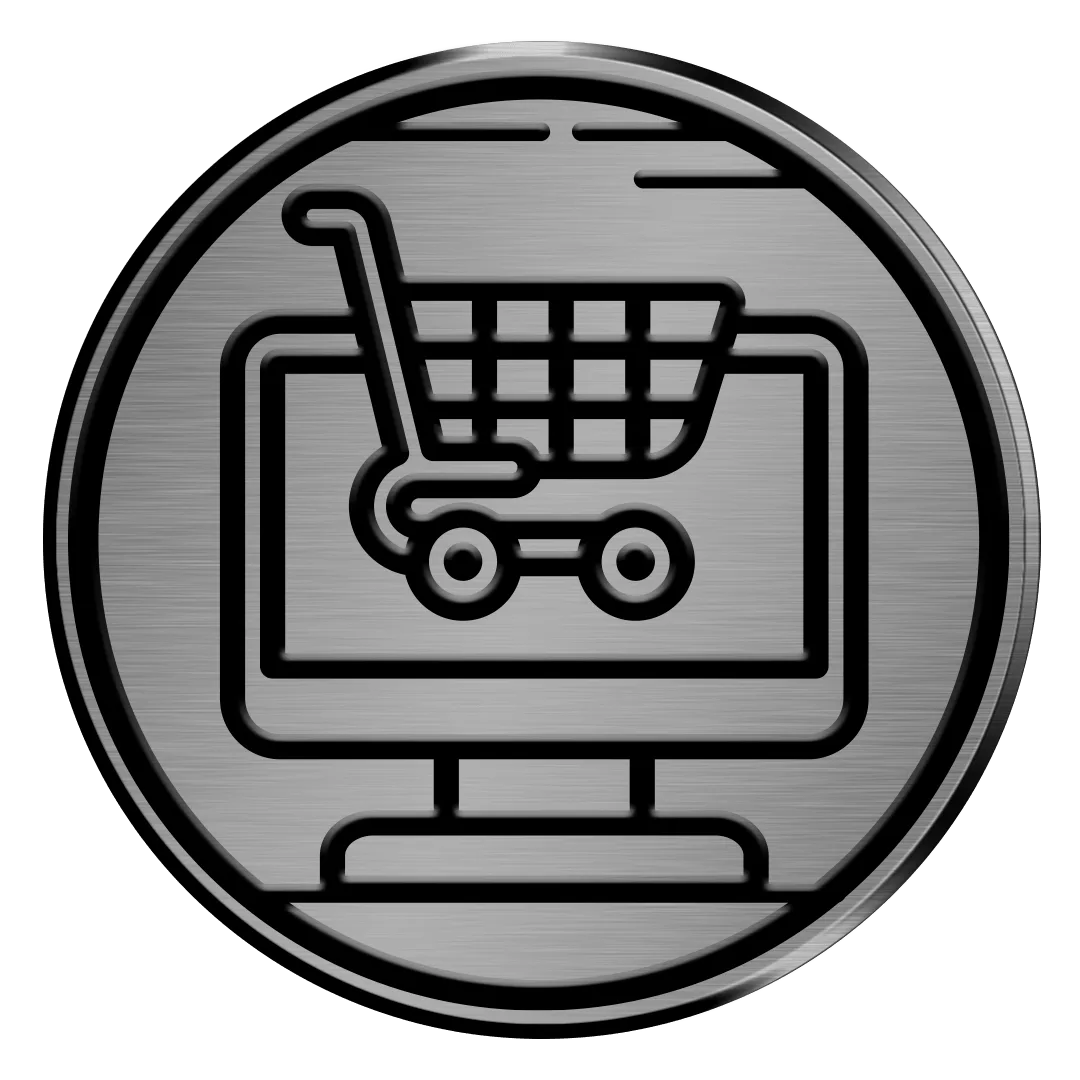shopping cart on a computer ecommerce icon